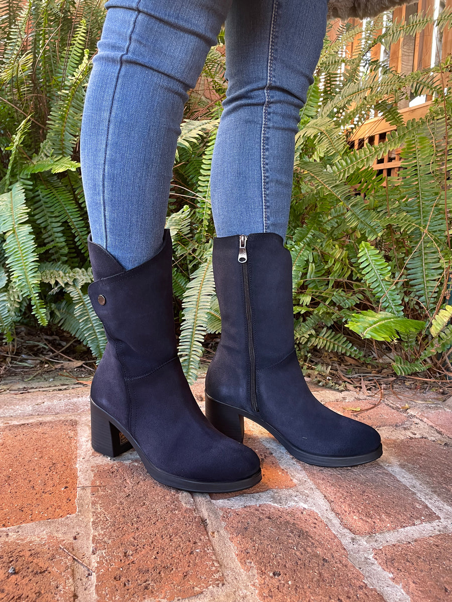 Paula Urban Navy Suede mid calf boots WERE 269 didis .au