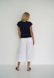 7/8 linen pants WHITE