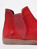 Softinos ITZY pull on leather ankle boots red