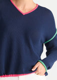 Drawstring V neck top