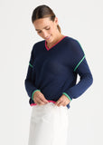 Drawstring V neck top