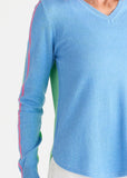 Round hem V neck sweater