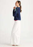 Drawstring V neck top