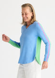 Round hem V neck sweater