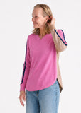 Round hem V neck sweater