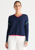 Drawstring V neck top