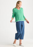 Drawstring V neck top