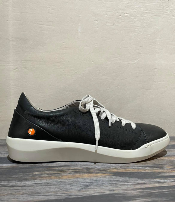 Softinos BAUK lace up leather sneaker BLACK with white sole