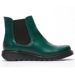 Fly London SALV Pull on leather ankle boot Shamrock green