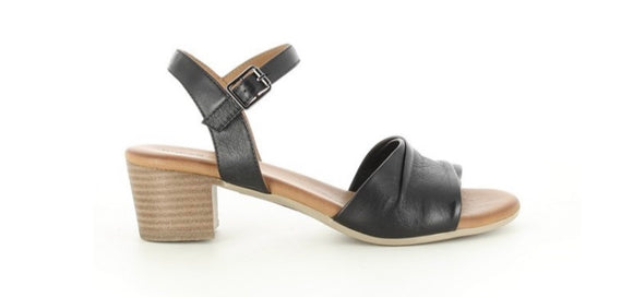 Misaki mid heel leather sandals BLACK