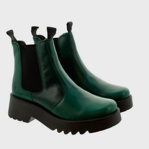 Fly London Medi pull on leather ankle boots GREEN